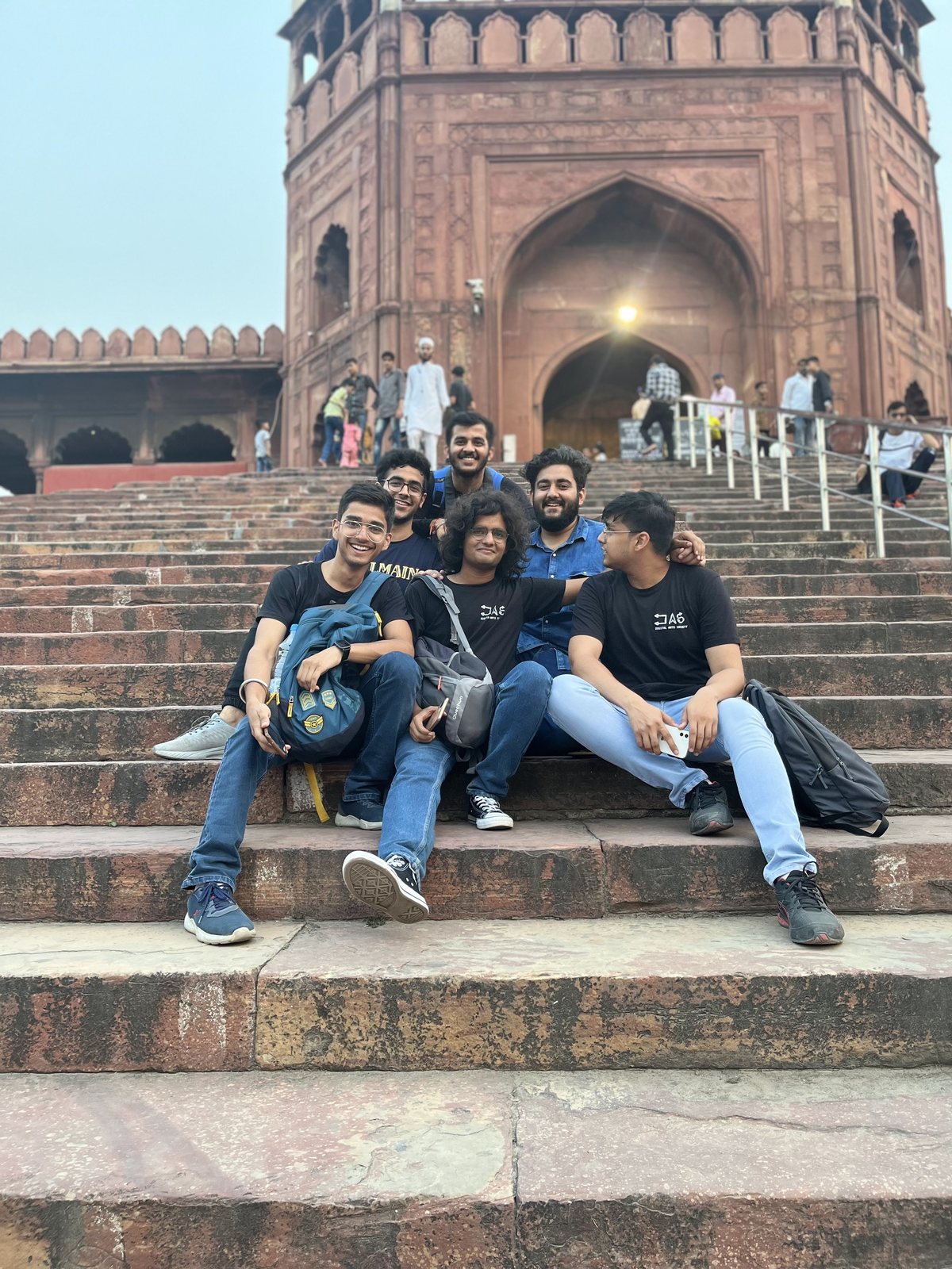 Akshat and friends at a historic monument
