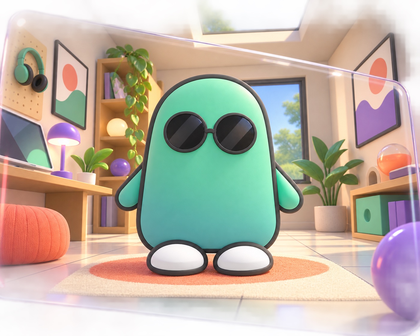 Aki standing inside a head-tracked perspective room