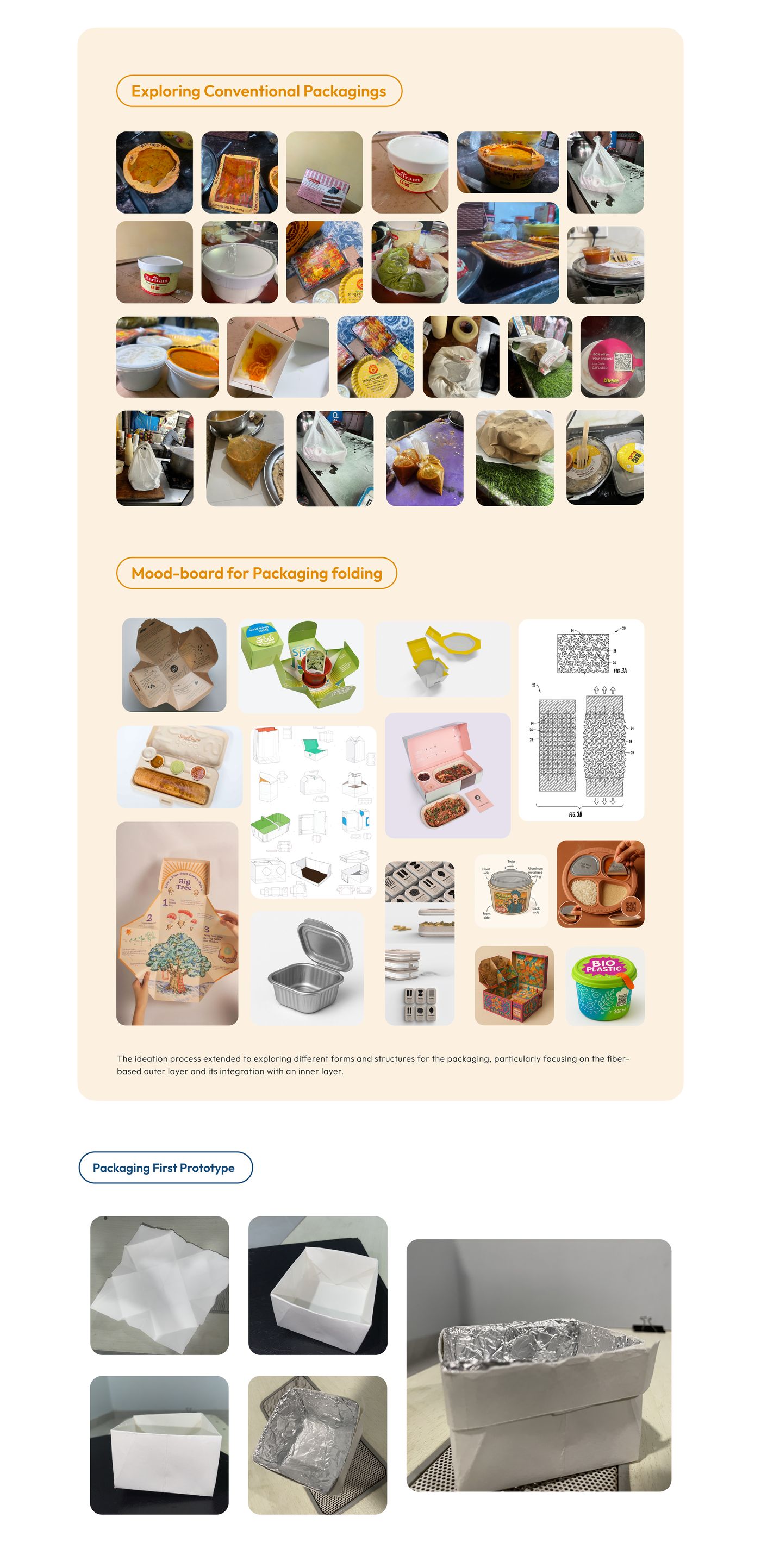 Packaging exploration, mood boards and physical prototypes